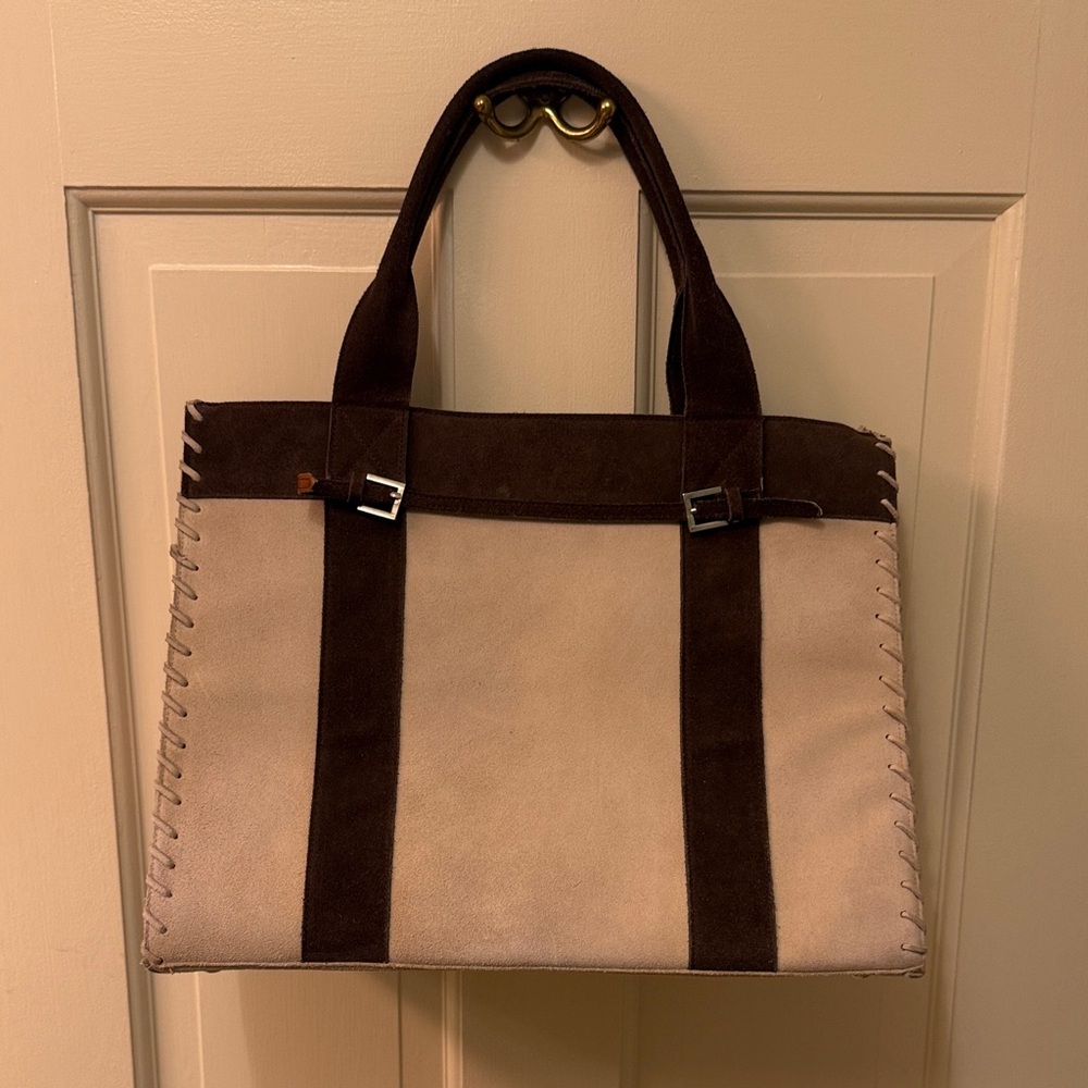 Cream and Brown SuedeTote Bag